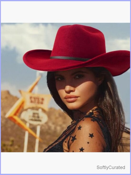 Classic Felt Wide Brim Cowboy Hat with Belt Buckle main image 4